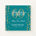 Carnet Gold 60th Birthday Guestbook Confetti Turquoise<br><div class="desc">Un élégant 60e anniversaire de fête modèle de livre d'hôtes avec Gold Parties scintillant Confetti sur le design Turquoise et facile à customiser texte.</div>