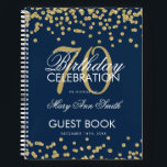 Carnet Gold 70th Birthday Guestbook Confetti Navy Blue<br><div class="desc">Un élégant 70e anniversaire modèle de livres d'hôtes avec Gold Parties scintillant Confetti sur le design bleu marine et facile à customiser texte.</div>