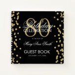 Carnet Gold 80th Birthday Guestbook Confetti Black<br><div class="desc">Un élégant modèle de livres d'hôtes 80th Birthday Party avec Gold Parties scintillant Confetti sur le design noir et facile à customiser texte.</div>