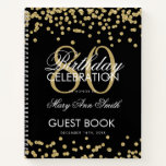 Carnet Gold 80th Birthday Guestbook Confetti Black<br><div class="desc">Un élégant modèle de livres d'hôtes 80th Birthday Party avec Gold Parties scintillant Confetti sur le design noir et facile à customiser texte.</div>