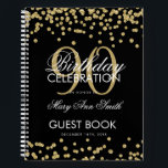 Carnet Gold 90th Birthday Guestbook Confetti Black<br><div class="desc">Un élégant 90e anniversaire modèle de livres d'hôtes avec Gold Parties scintillant Confetti sur le design noir et facile à customiser texte.</div>