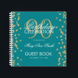 Carnet Gold 90th Birthday Guestbook Confetti Turquoise<br><div class="desc">Un élégant 90e anniversaire modèle de livres d'hôtes avec Gold Parties scintillant Confetti sur le design Turquoise et facile à customiser texte.</div>