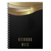 Carnet Gold And Black Minimalist Modern Trendy Chic Name (Devant)