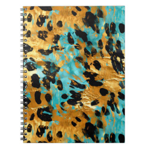 Carnet Gold Aqua Black Leopard Animal
