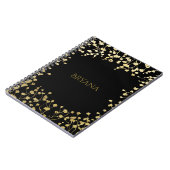 Carnet Gold Baby's Breath Floral Elegant Black (Côté gauche)