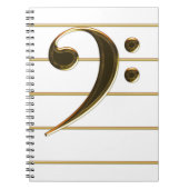 Carnet Gold Bass Clef Music Note (Devant)