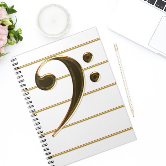 Carnet Gold Bass Clef Music Note
