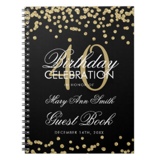 Carnet Gold Black 40th Birthday Guest Book Confetti