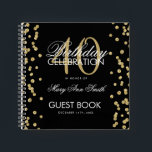 Carnet Gold Black 40th Birthday Guestbook Confetti<br><div class="desc">Un élégant 40th Birthday Party modèle de livre d'hôtes avec Gold Parties scintillant Confetti sur le design noir et facile à customiser texte.</div>