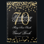 Carnet Gold Black 70th Birthday Guest Book Confetti<br><div class="desc">Elégant 70e anniversaire de fête Gold Parties scintillant Confetti sur modèle noir. Facile à utiliser et facile à personnaliser. Commandez aujourd'hui !</div>