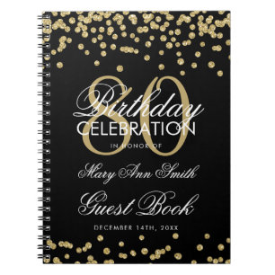 Carnet Gold Black 80th Birthday Guest Book Confetti
