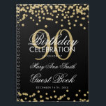 Carnet Gold Black 90th Birthday Guest Book Confetti<br><div class="desc">Elégant 90e anniversaire de la Parties scintillant d'or Confetti sur le modèle noir. Facile à utiliser et facile à personnaliser. Commandez aujourd'hui !</div>