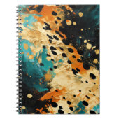 Carnet Gold Black Aqua Orange Leopard Abstrait (Devant)