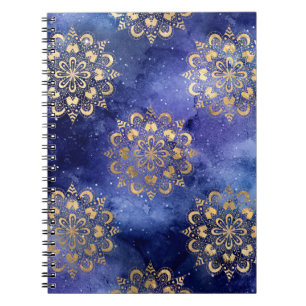 Carnet Gold & Blue Galaxy Dharma Mandala Pattern