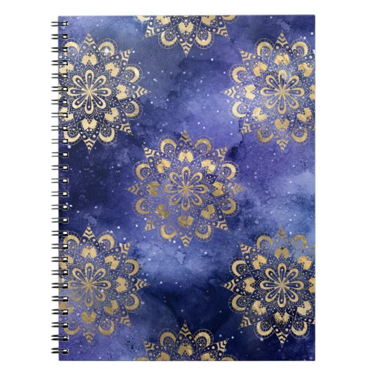 Carnet Gold & Blue Galaxy Dharma Mandala Pattern (Devant)