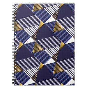 Carnet Gold Blue Luxe : Motif géométrique sans couture