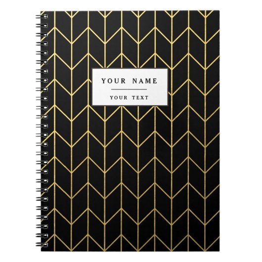 Carnet Gold Chevron sur Black Arrière - plan Modern Chic (Devant)
