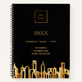Carnet Gold city skyline logo professionnel noir affaires (Devant)