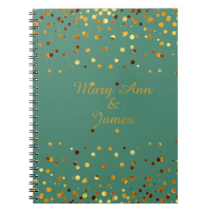 Carnet Gold Confetti Parties scintillant Faux Foil Green