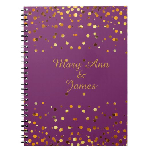 Carnet Gold Confetti Parties scintillant Faux Foil Purple (Devant)