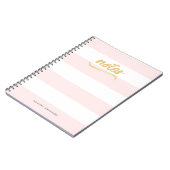 Carnet Gold Faux Foil Blush Pink Stripes Nom du Motif (Côté gauche)