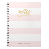 Carnet Gold Faux Foil Blush Pink Stripes Nom du Motif (Devant)