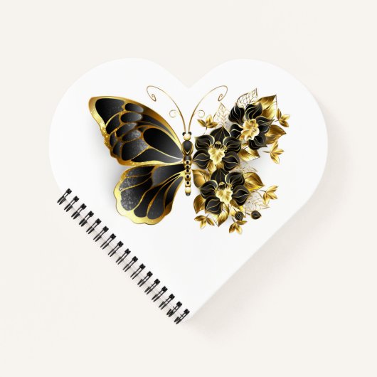 Carnet Gold flower Butterfly with Black Orchid (Devant)