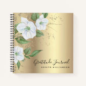 Carnet Gold Foil Floral Aquarelle Nom du script Gratitude (Devant)
