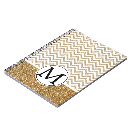 Carnet Gold Glam Faux Parties scintillant Chevron (Côté gauche)