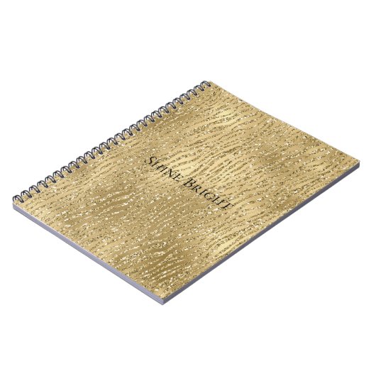 Carnet Gold Glam Glitzy Parties scintillant Zebra Print (Côté gauche)