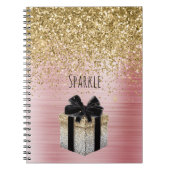 Carnet Gold Glitter Gold Gift Black Bow (Devant)