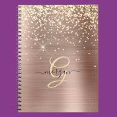 Carnet Gold Glitter, Gold Monogram, Black Script Name