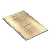 Carnet Gold Glitter & Monogram, Black Script Name (Côté Droit)