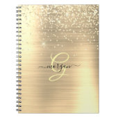 Carnet Gold Glitter & Monogram, Black Script Name (Devant)