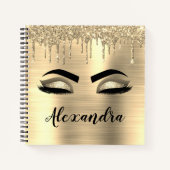 Carnet Gold Glitter Sparkle Eyelashes Monogram (Devant)