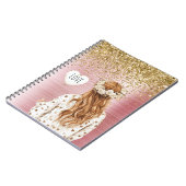 Carnet Gold Glitter White Hearts Balloon Red Head Female (Côté gauche)