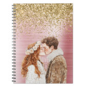 Carnet Gold Glitter White Hearts Balloons (Devant)