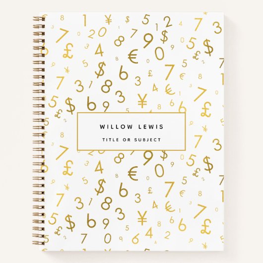 Carnet Gold Luxury Numéros & Devise Symboles Motif (Devant)
