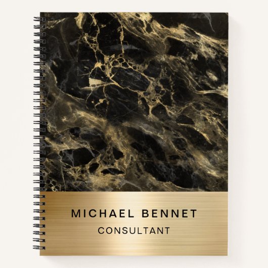 Carnet Gold Metallic Black Marble Consultant Business (Devant)