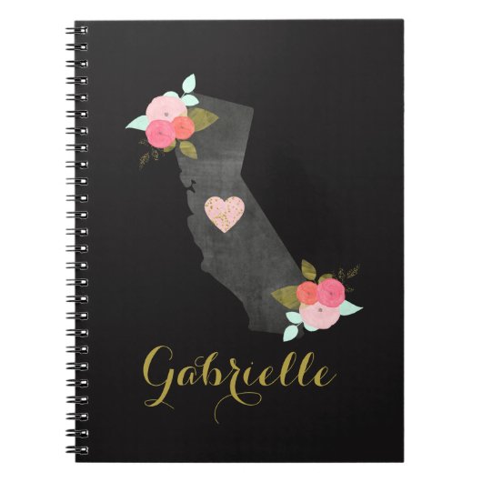 Carnet Gold Monogram California State & Moveable Heart (Devant)