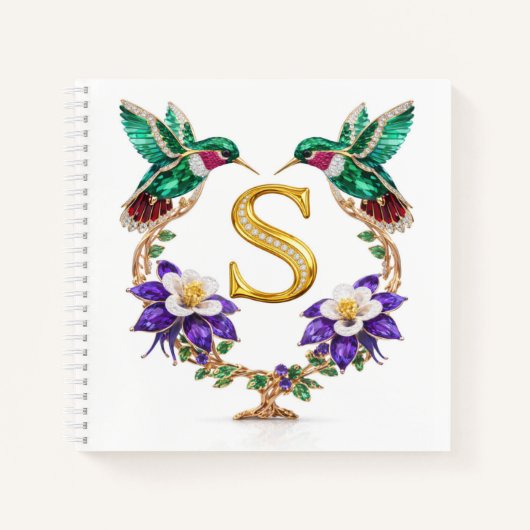 Carnet Gold Monogram S Hummingbird Wedding Gift (Devant)