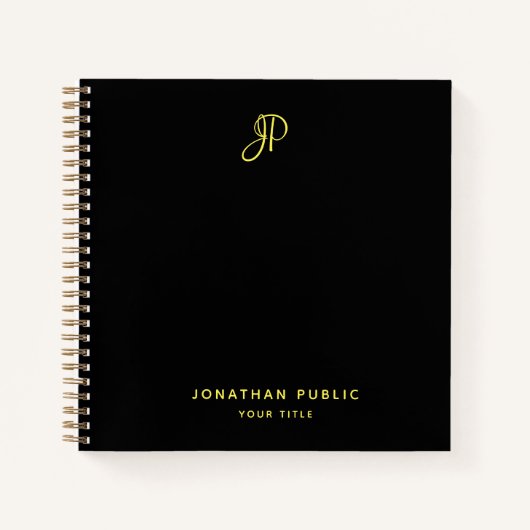 Carnet Gold Monogramme Modèle initial Élégant (Devant)