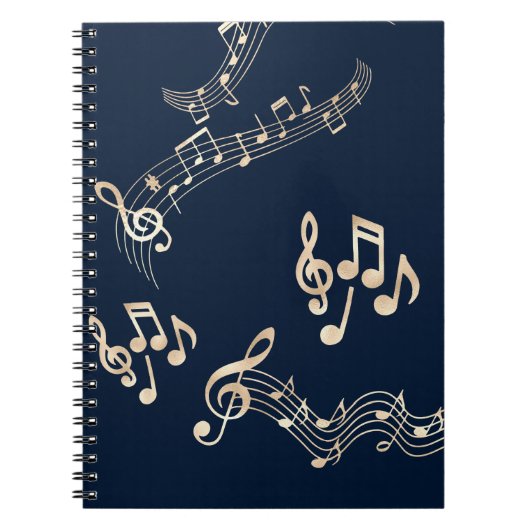 Carnet Gold Music Notes sur Navy Blue Medium (Devant)