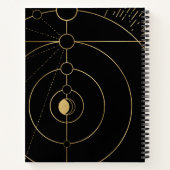 Carnet Gold noir boussole lunaire phase lunaire (Dos)