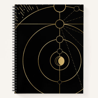 Carnet Gold noir boussole lunaire phase lunaire