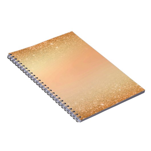 Carnet Gold & Orange Notebook with Sparkle Glam Aesthetic (Côté Droit)