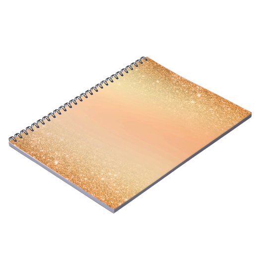 Carnet Gold & Orange Notebook with Sparkle Glam Aesthetic (Côté gauche)