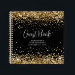 Carnet Gold Parties scintillant Black 50th Birthday Invit<br><div class="desc">Créez votre propre 50e anniversaire de fête de célébration design de livre d'or dans un carnet vierge. Le design a girly faux brillant or et parties scintillant dorée sur une couleur arrière - plan noire personnalisable. Customisez les styles de police pour créer votre propre livre d'hôtes pour son occasion spéciale....</div>