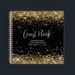 Carnet Gold Parties scintillant Black 50th Birthday Invit<br><div class="desc">Créez votre propre 50e anniversaire de fête de célébration design de livre d'or dans un carnet vierge. Le design a girly faux brillant or et parties scintillant dorée sur une couleur arrière - plan noire personnalisable. Customisez les styles de police pour créer votre propre livre d'hôtes pour son occasion spéciale....</div>