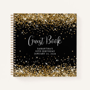 Carnet Gold Parties scintillant Black 50th Birthday Invit